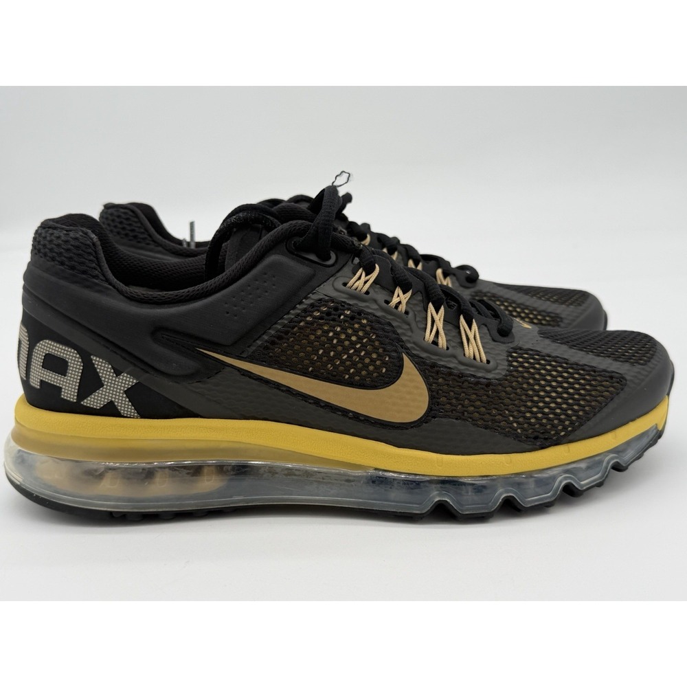 Men's Size 9 - Nike Air Max 2013 Black Flat Gold HQ1927-001 No Box Lid